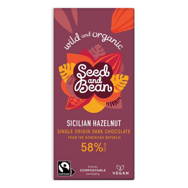 Seed & Bean Hazelnut Chocolate Bar (85g) (Fair trade, Vegan Friendly & Organic)