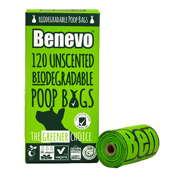 Benevo 120 biodegradable plastic free ecofriendly unscented dog poo bags