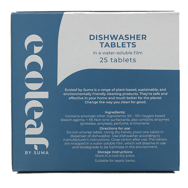 ecoleaf plastic free water-soluble dishwasher tablets x25