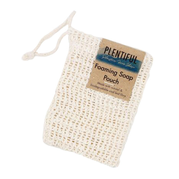 Plastic free eco-friendly reusable foaming mesh natural soap pouch.