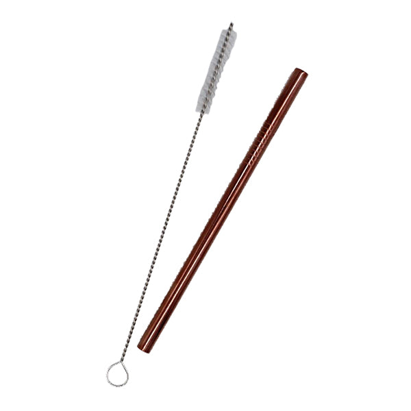 Rose gold reusable plastic free metal straw and cleaner