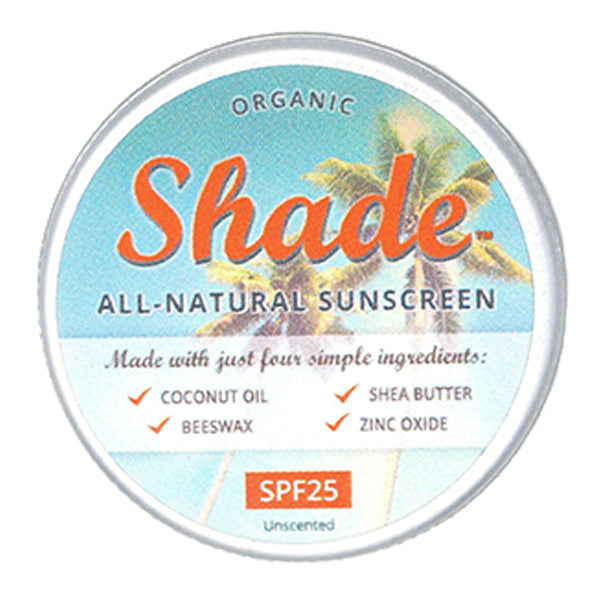 Shade all-natural plastic free organic sunscreen. SPF25. 100ml.