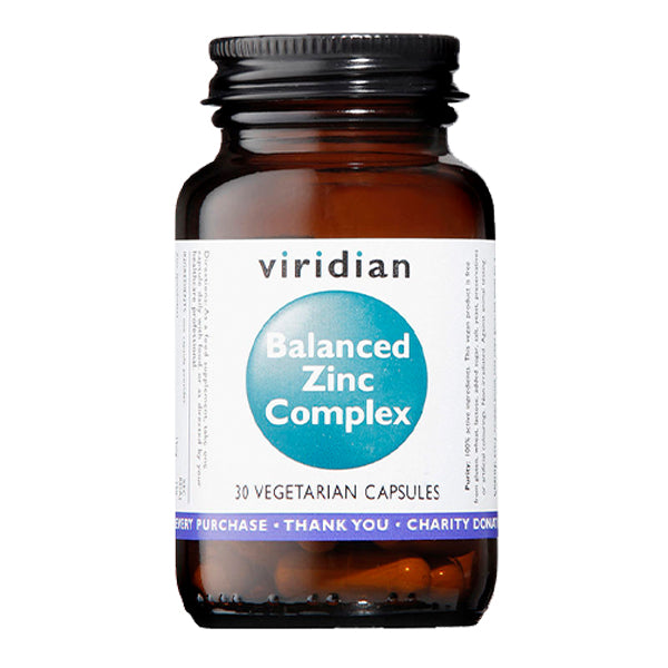 Viridian plastic free vegan balanced zinc complex. 30 capsules.