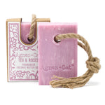 Agnes & Cat plastic free vegan friendly coconut butter based natural soap on a rope Tea & Roses
